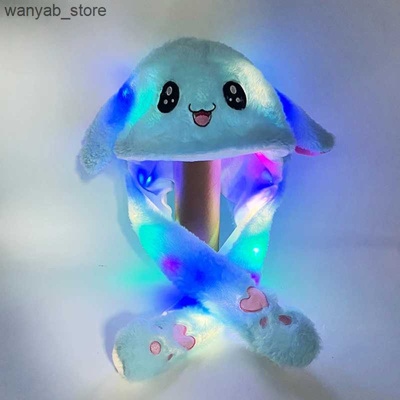 Wide Brim Hats Bucket Hats LED Glowing Plush Ear Moving Rabbit Hat Ear Jumping Rabbit cap Cosplay Cute Animal Hats for Kids Women Girls Christmas gift