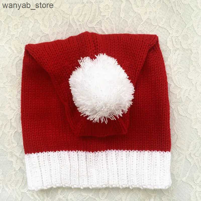 Wide Brim Hats Bucket Hats Knitted Red Christmas Hat Xmas Ball Hat Santa Adult Child New Year Decorations L240910
