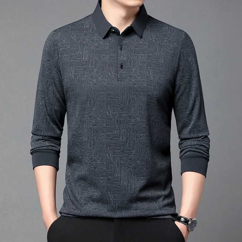 Luxury long sved mens shirt autumn new fashion lapel texture design skin friendly fabric casual T-shirt W241106