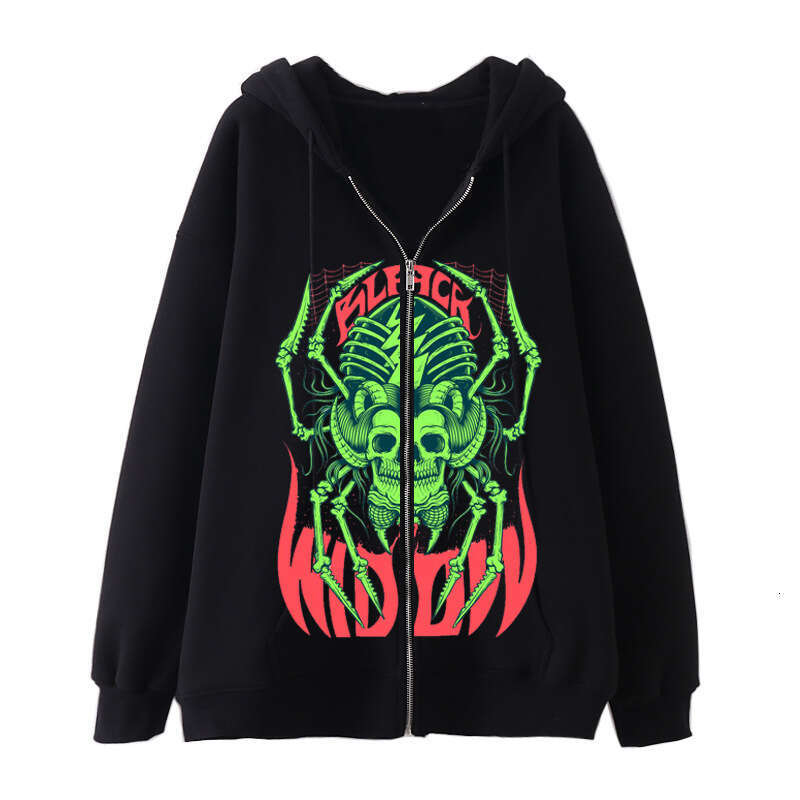 shanshi spider hoodie Dark High Street Zipper Trendy Brand Casual Cardigan Hoodie Fleece Jacket