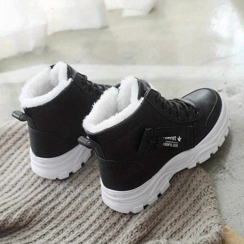 Couple Style Designer Women's Sports Shoes Casual High Top Women's 2025 Winter Plush Warm Thick Lace Up Men's Sports Shoes Size 45