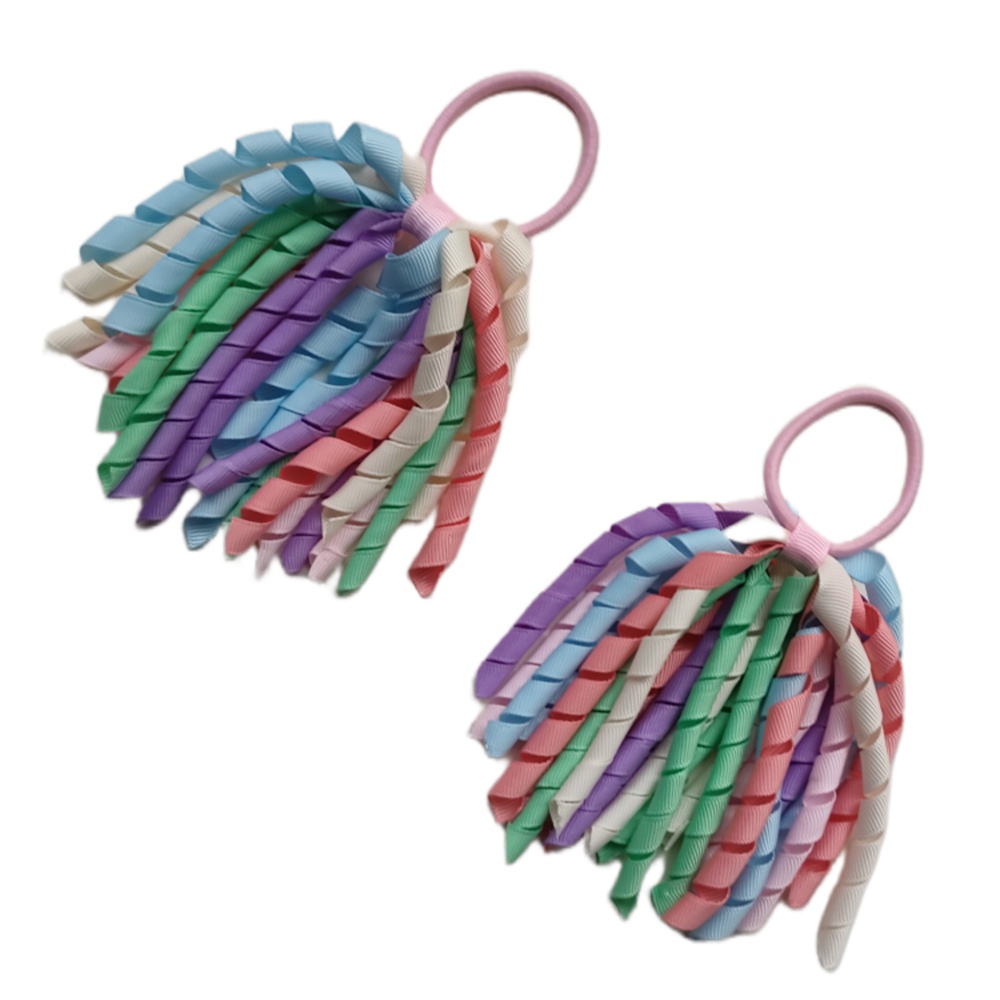 Girl Baby Elastic Hairband PonytaiL Holders 5" Korker Curling Ribbons Tassel Loop Plain Streamer Corker Hair Bows Clips Headband Bobbles 10PCS PD