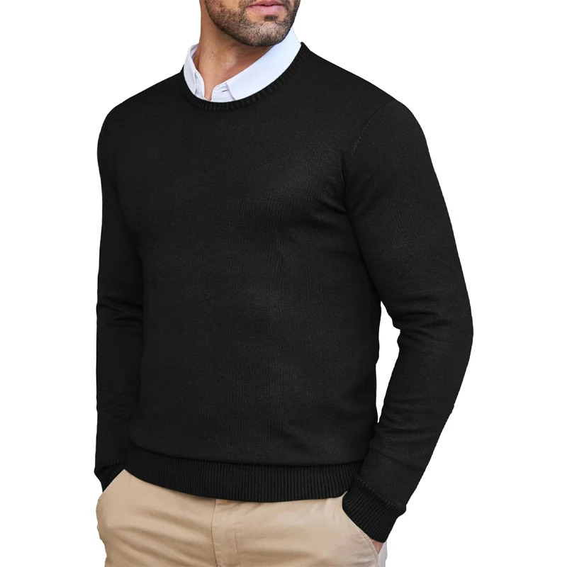 Autumn Mens Dress Crew Neck Sweater Slim Fit Lightweight Sweatshirts Knitted Pullover Casual Fashion Long Sleeve Sweater 241106