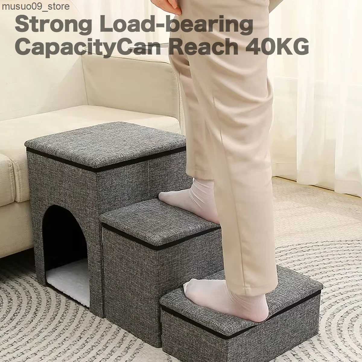 kennels pens Folding multifunctional puppy staircase sturdy and durable dog bed 3-step staircase ramp cat bed with storage and pet house dog accessori