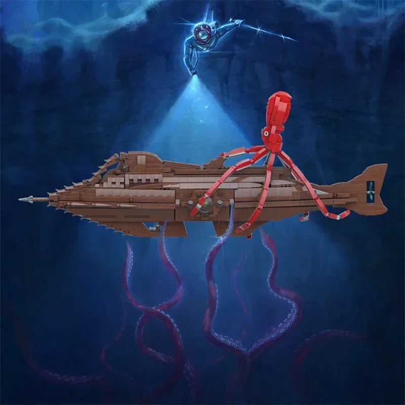 Blocks Moc Under The Sea Nautilused Submarine Ship Building Blocks Set Captain Nemo Travel Boat Model Assemble Bricks Toy Gifts XmasY241106JC8S