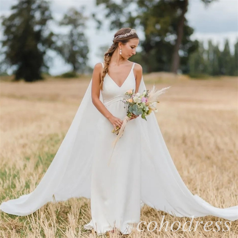 Minimalist Boho Wedding Dresses With Ribbon Sexy Spaghetti Straps Bohemian Bridal Dress Fall Backless Beach Civil Country Bride Robe De Mariage 2025