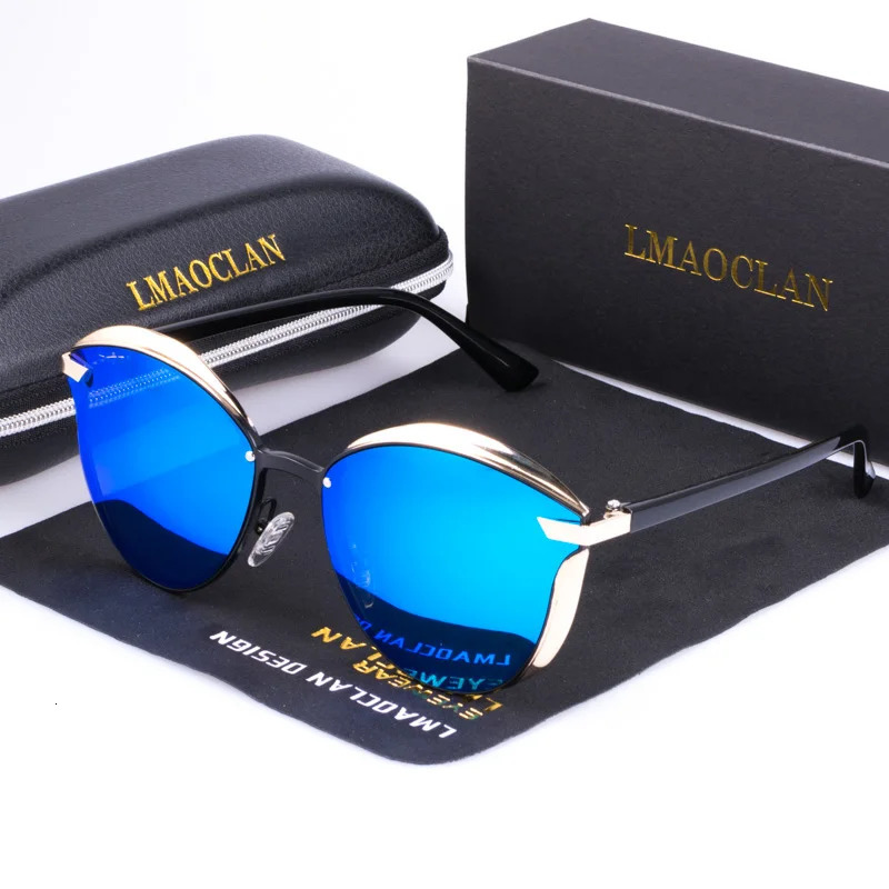 LMAOCLAN Womens Polarized Sunglasses Fashion Cat Eye Womens Retro Womens Sunglasses Oculos Gafas 241106