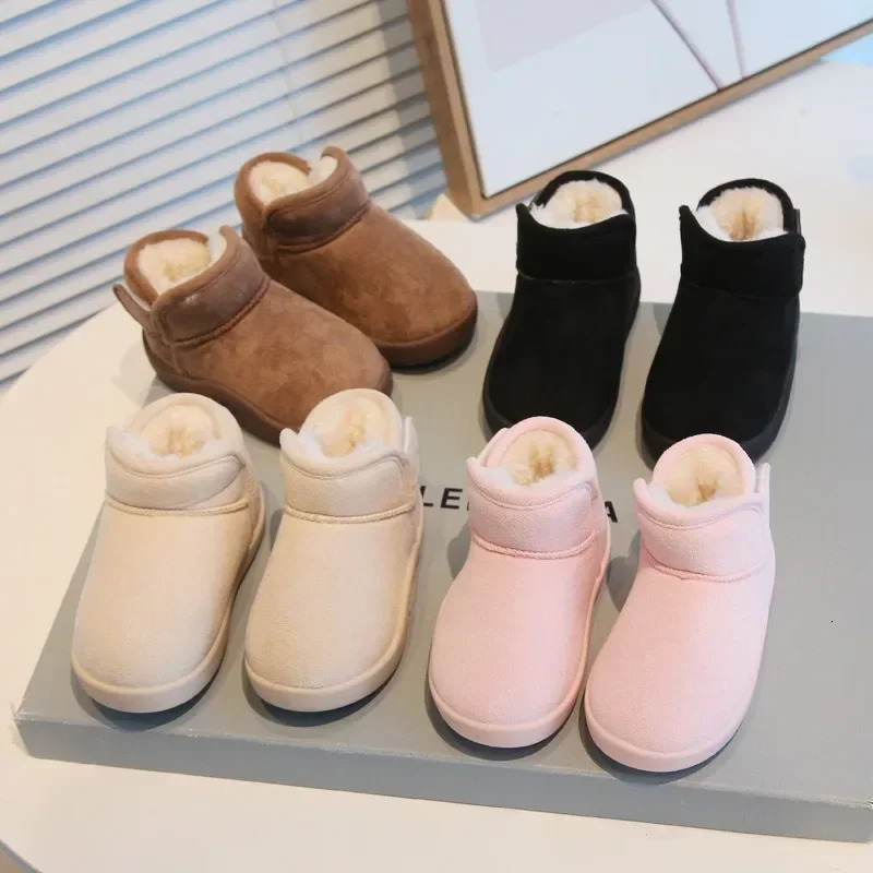 Baby girl boy snow boots childrens winter boots outdoor plush cotton padded shoes soft soled anti slip baby shoes 241106