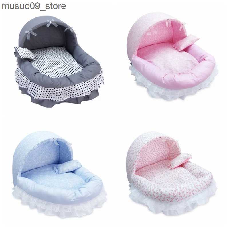 kennels pens Pink lace dog bed suitable for small dogs with cushion S M L pet washable small dog animal indoor sweet home York car seat cushion L24091