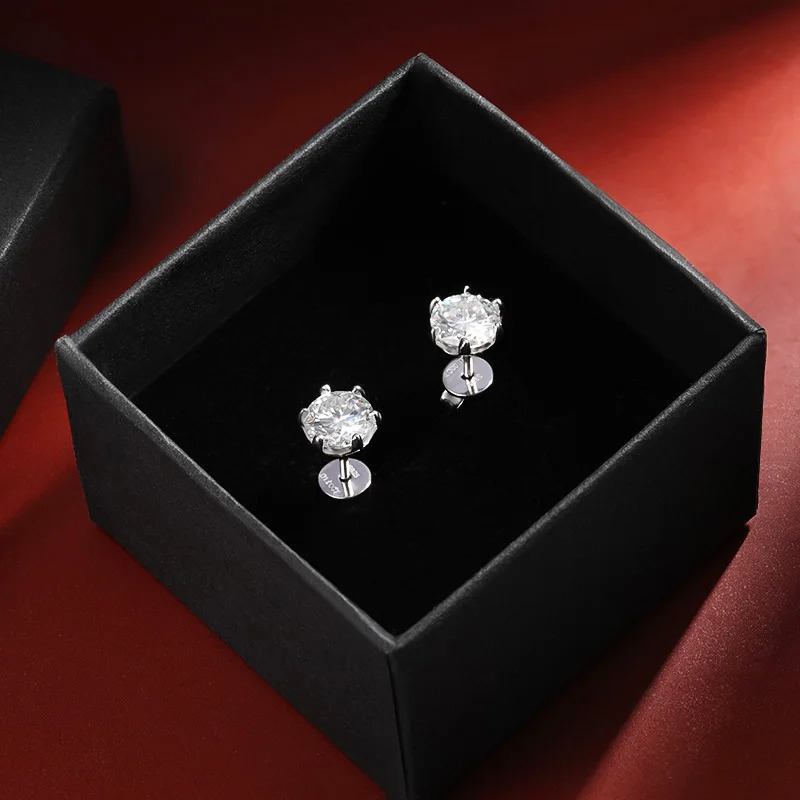 OEVAS 100% 925 sterling silver 0.2-2 carat D-color silica diamond stud earrings suitable for womens sparkling party exquisite jewelry gifts 241106