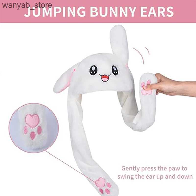 Wide Brim Hats Bucket Hats LED Glowing Plush Ear Moving Rabbit Hat Ear Jumping Rabbit cap Cosplay Cute Animal Hats for Kids Women Girls Christmas gift