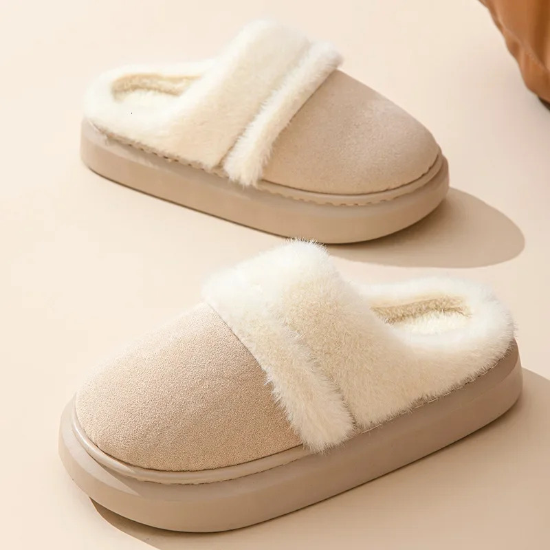 2025 New Winter Trend Concise Indoor Mule Warm Cosy Non-slip Plush Slippers for Women Closed-toe Slides Ladies Home Cotton Shoes