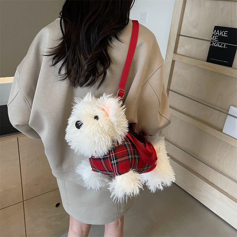 West Highland Dog Cute Cartoon Plush Small Female Versatile Casual Soft Girl Crossbody Bag Designer Bags Handbags Women