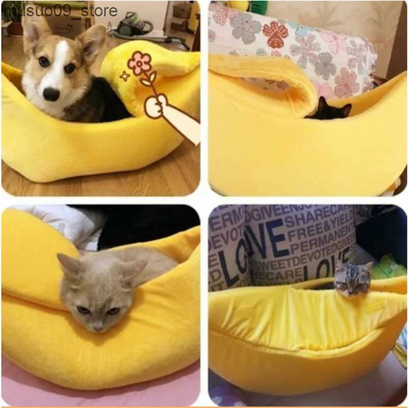 kennels pens Puppy bed cat bed pet sofa comfortable and washable cute banana shaped puppy bed pet bed L240910