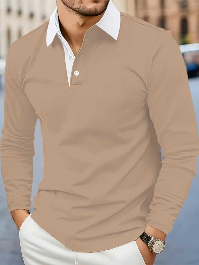 Mens casual solid color long sved shirt used for outdoor sports in spring and autumn outdoor strt daily collar long sved W241106