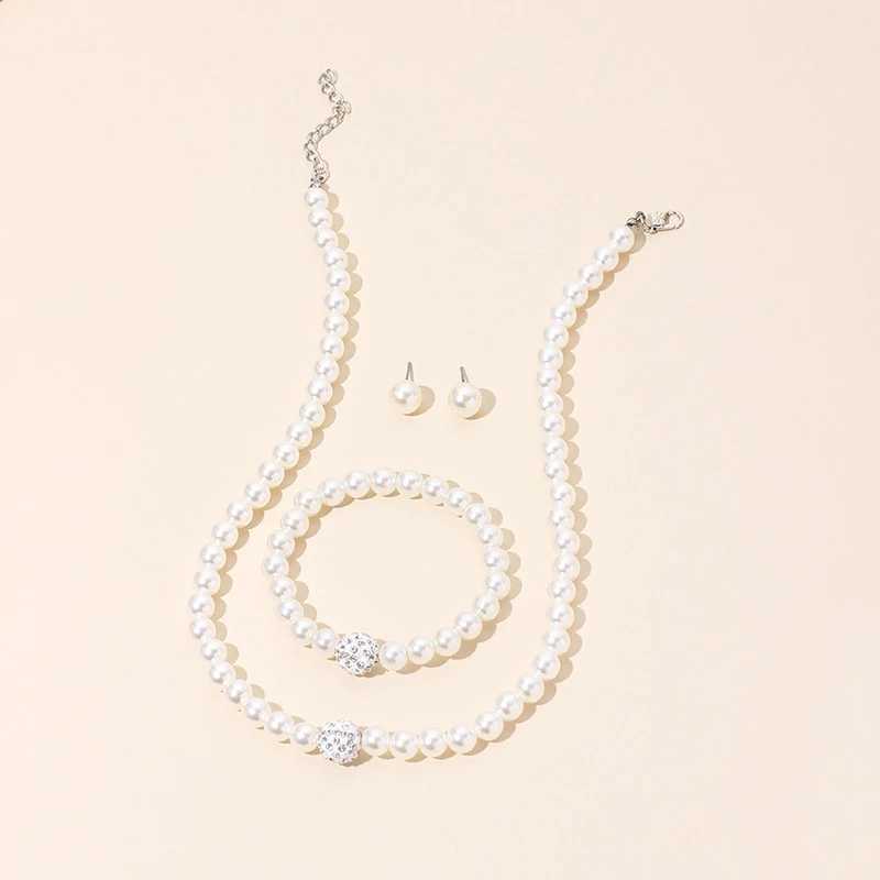 4-piece/set retro simple pearl necklace earrings jewelry set suitable for warm brides elegant crystal necklace banquet wedding accessories X241106