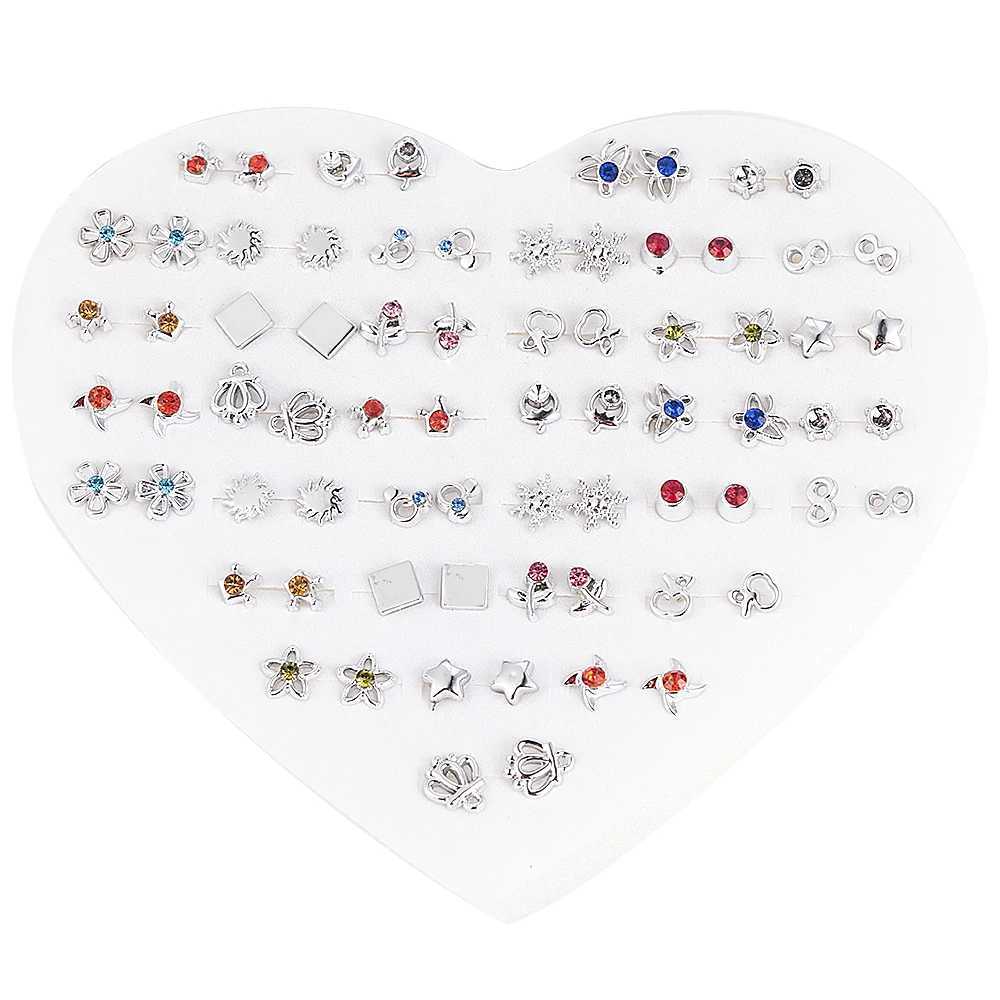 New 12-36 pairs of fashionable womens resin plastic crystal Diamante flower stud earrings set with Rand style gold jewelry X241106