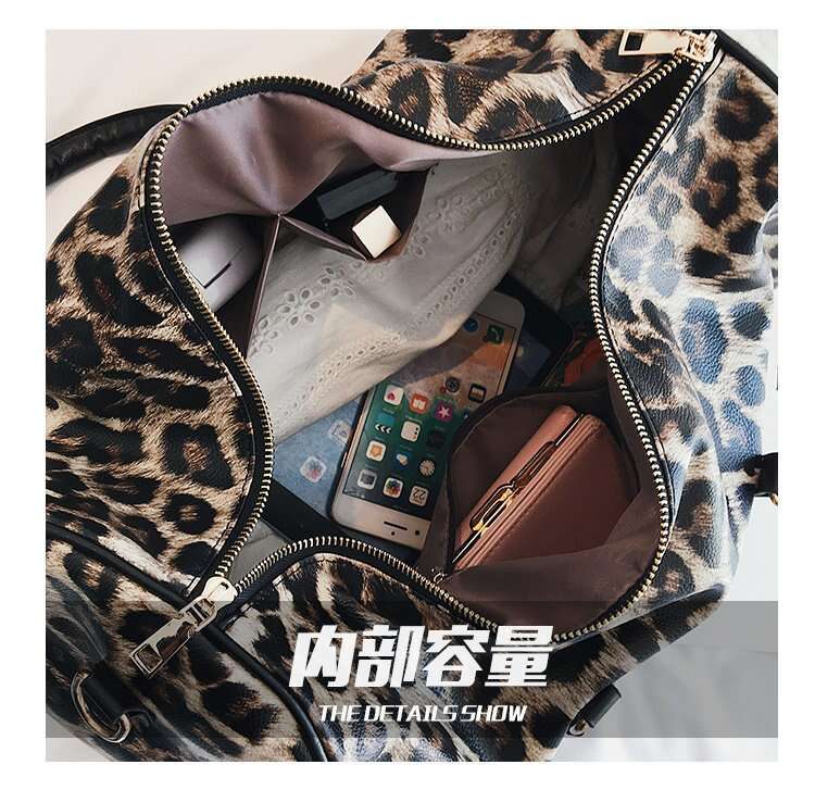 Europe American Fashion Leopard Print Handbag Large Capacity Gym Bags Travel Shopping Tote Bag