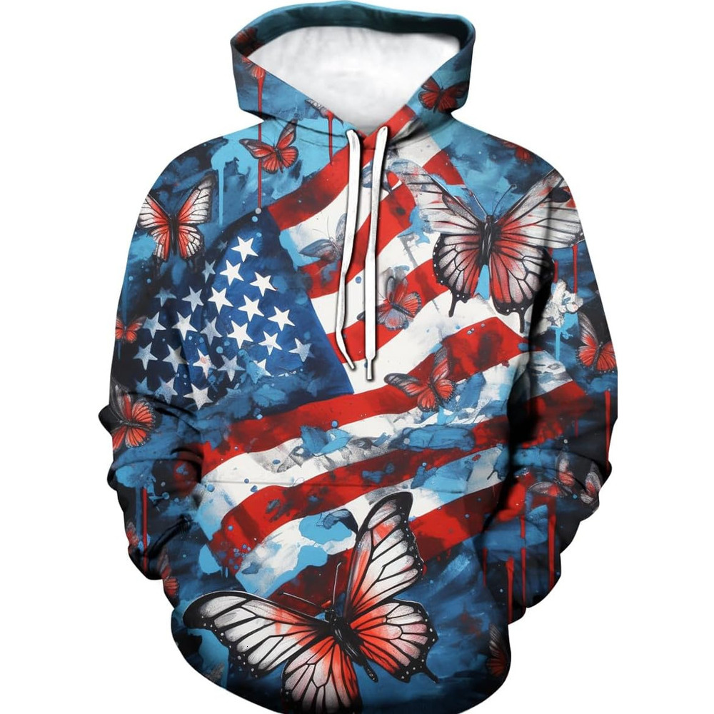 Hoodie for Mens Womens Men And Women 3D Printed Butterfly Graphic Hoodies American Flag Sweatshirts Graphic Hoodies sweatshirt Fashion Trends