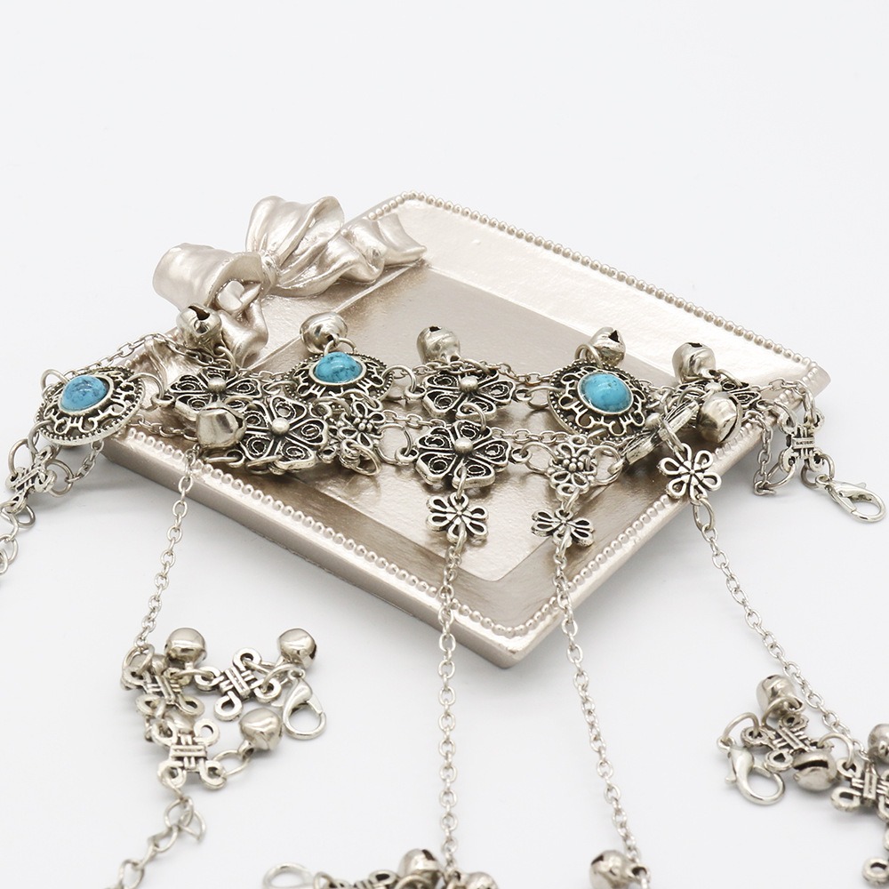 Zixia Fairy Bracelet Hanfu Ethnic Dance Hollow Flower Hand Bell Ring Integrated Bracelet