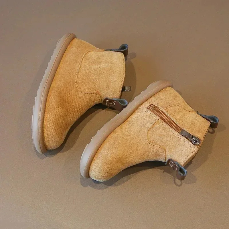 Autumn Winter Baby Boys Girls Boots Oxford Suede Children Casual Shoes Outdoor Anti-slip Infant Shoes Plush Kids Ankle Boots 241106