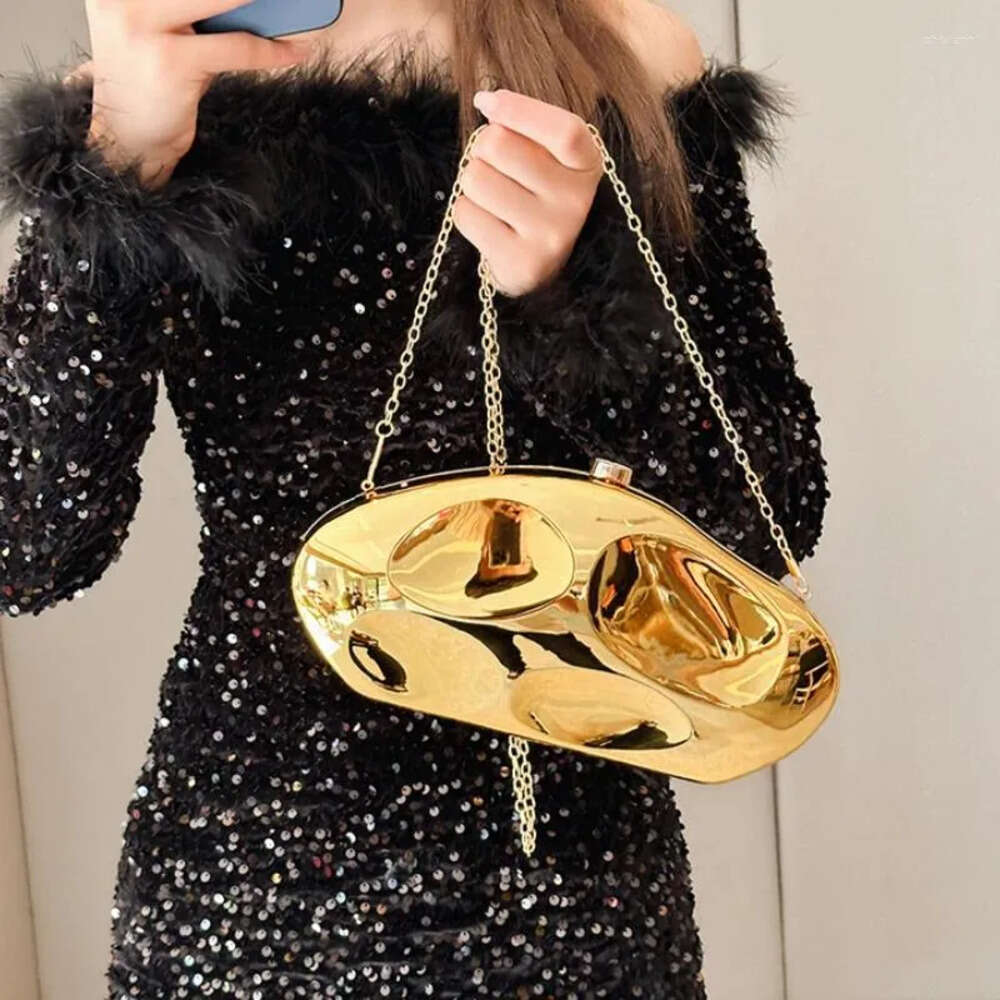Drawstring Gold Acrylic Evening Bag For Women Geometric Box Handbags Mini Clutch Shoulder Party/Wedding/Dating C5b9 19Cb
