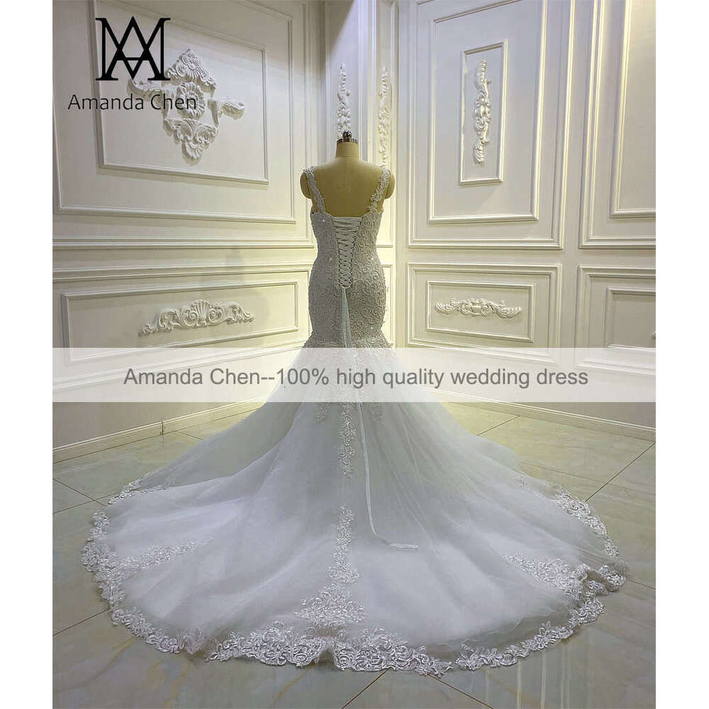 bridal dress Cap Sleeve Lace Applique Pearls Mermaid Wedding Dress
