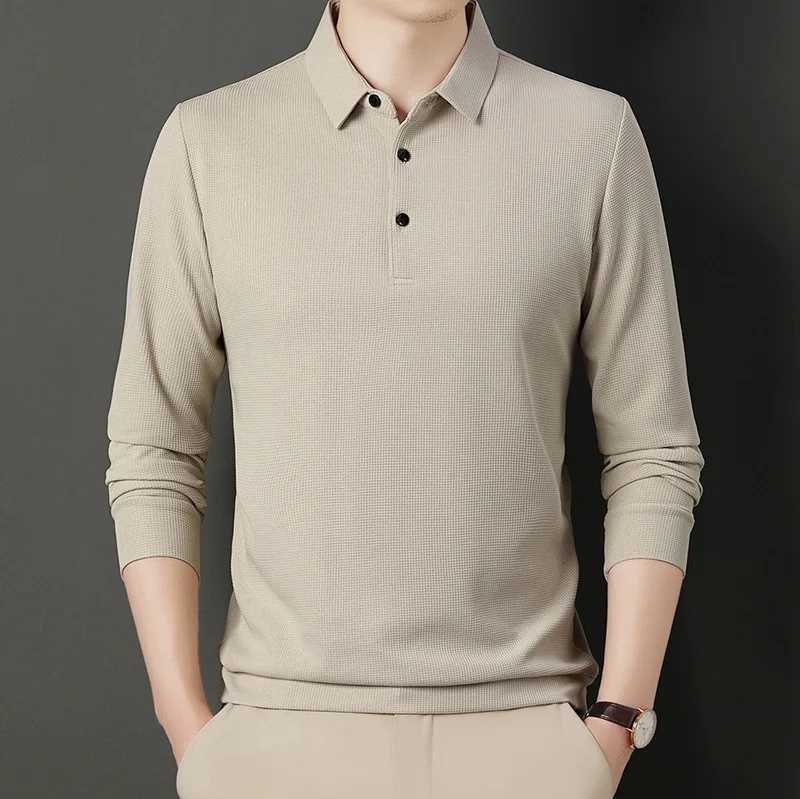 Mens Spring and Autumn Wfle Long Sved T-shirt Mens Solid Color Casual Mens Brand Bottom Shirt W241106