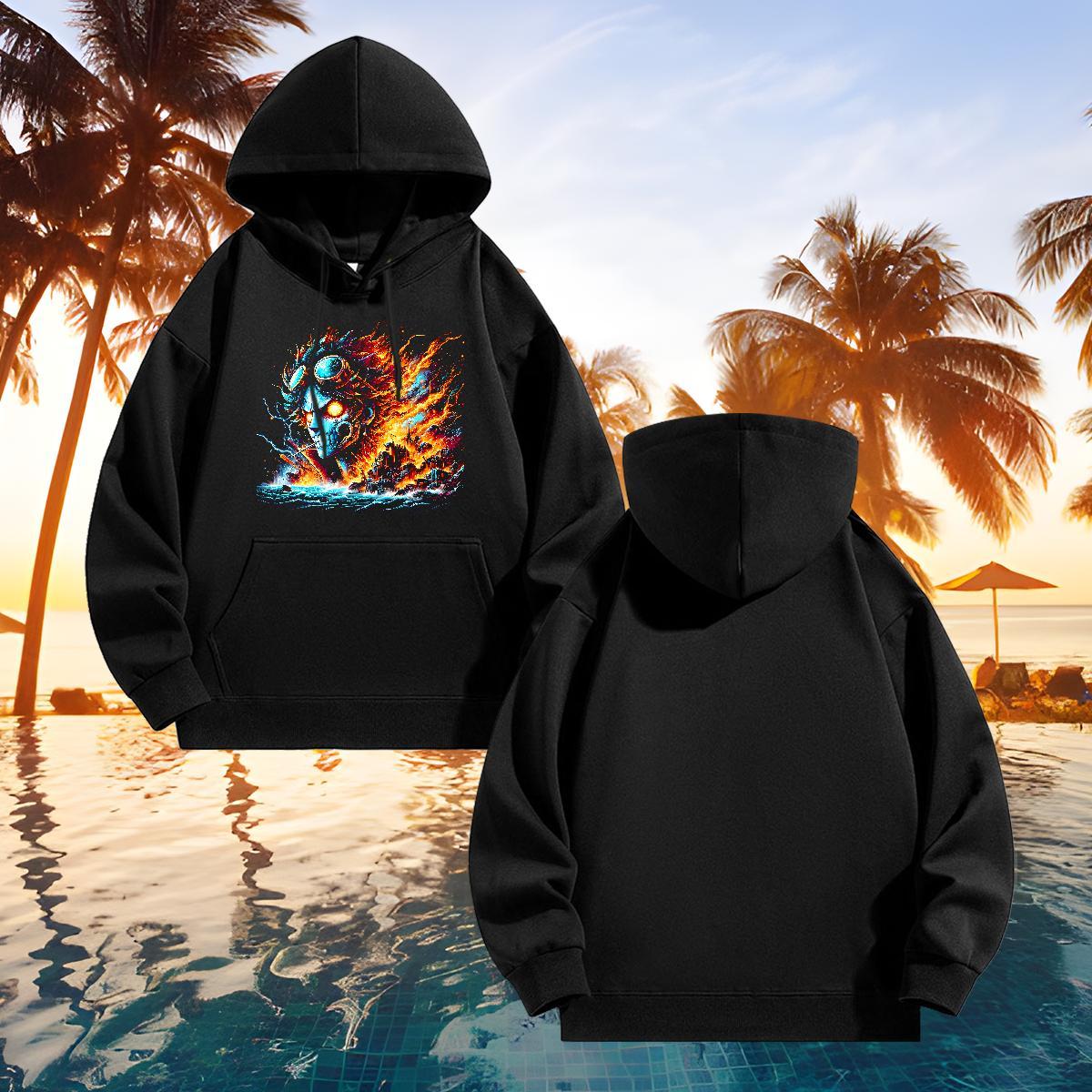 Stylist Hoodie for Men Autumn Winter Casual Loose Fit Men Tops Hoodie Breathable Drawstring Hoodie US Plus Size Clothes Hoodie 350g Cotton