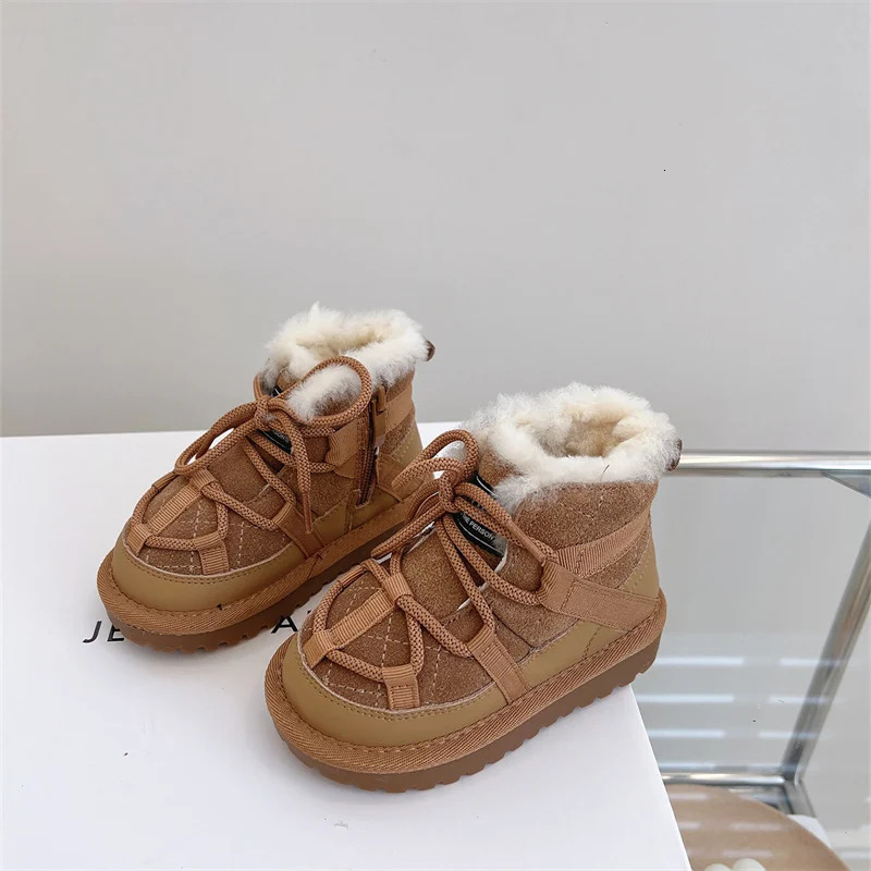 Winter Childrens Snow Boots Warm Plush Childrens Shoes Anti slip Fashion Baby Shoes 241106