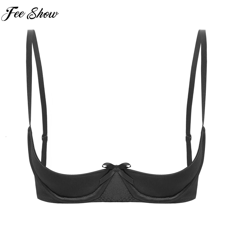 Women Sexy Open Cup Bras Satin Lingerie Exposed Nipples Chest Brace Adjustable Straps Underwire Brassiere Underwear Nightwear 241105