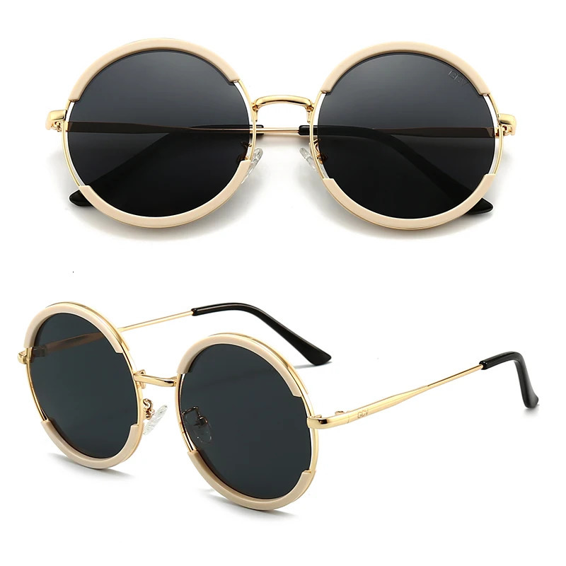 GCV Selling Classic Mens and Womens Gorgeous Sunglasses Round Frame Glasses Fashion Punk Style Metal Polarization 241106