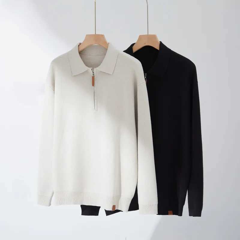 Autumn clothing mens luxury knitted shirt casual fashion zipper solid color long Sve Pulleys casual shirt W241106