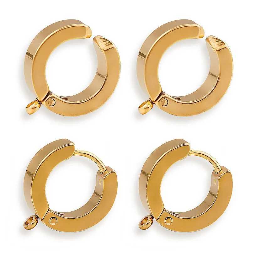 10 pieces of gold stainless steel earrings with hooks and circular earring posts used for DIY earring making and jewelry accessories X241106