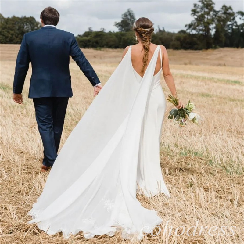 Minimalist Boho Wedding Dresses With Ribbon Sexy Spaghetti Straps Bohemian Bridal Dress Fall Backless Beach Civil Country Bride Robe De Mariage 2025
