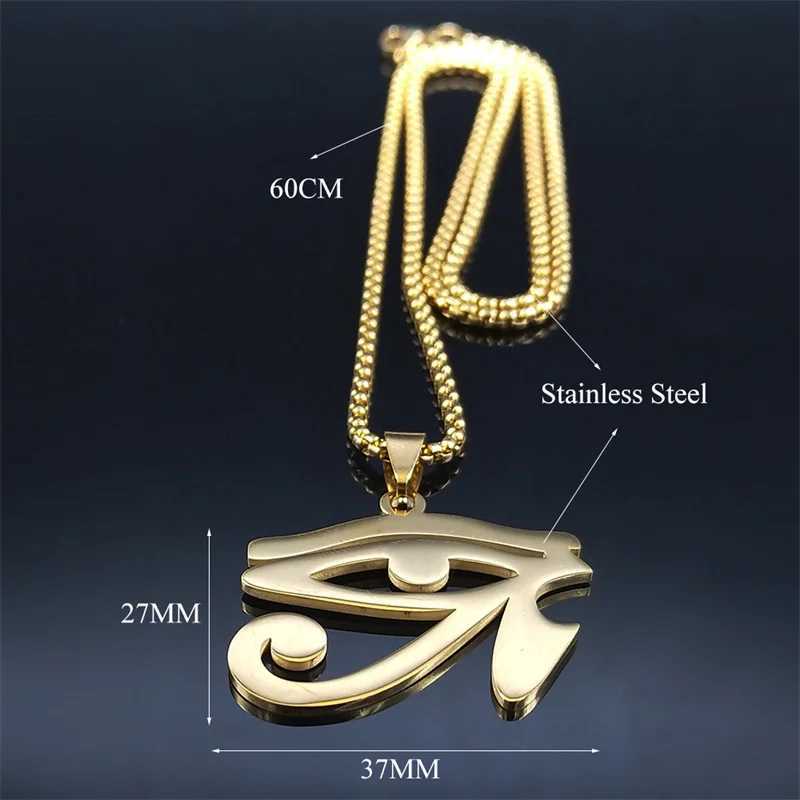 Stainless steel Egyptian E-chain necklace mens statement Mythical Eye Ra Horus symbol necklace jewelry bijoux femme N4540 X241106