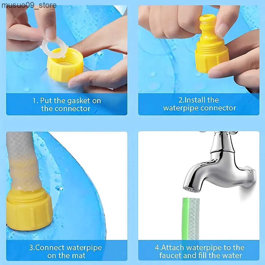 kennels pens 100/150/200cm Summer Pet Swimming Pool Inflatable Water Slide Pad Game Cooling Pad Outdoor Interactive Fountain Toy L240910