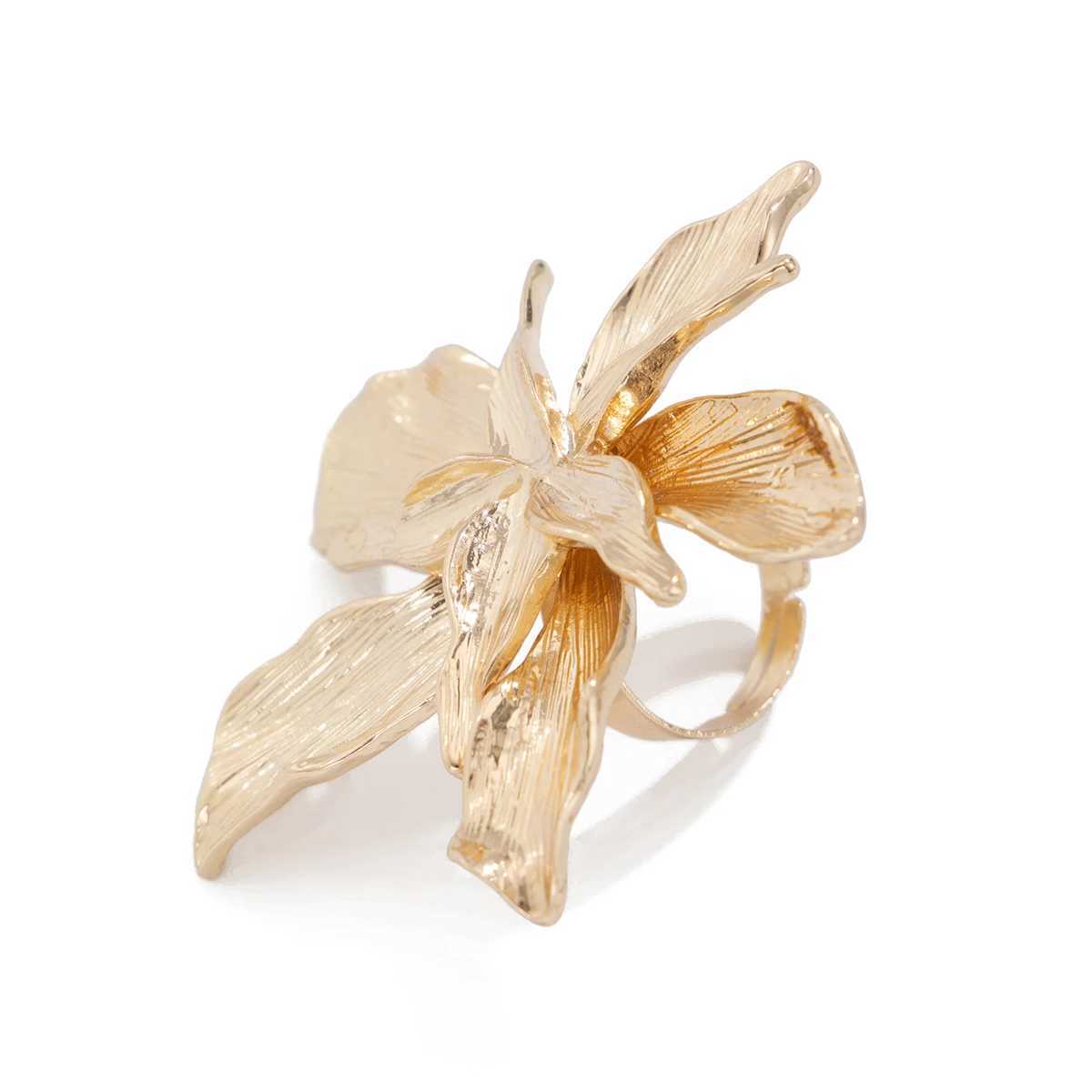 Ingemark Unique Exaggerated Large Petal Flower Rings for Wen Vintage Geely Adjustable Rings Grunge Jewelry Steampunk X241106