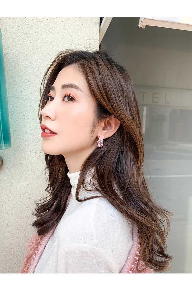 S925 Silver Needle Geely Rhinestone Square Earrings New Internet Celebrity Temperature Beauty Earrings Jewelry Accessories X241106