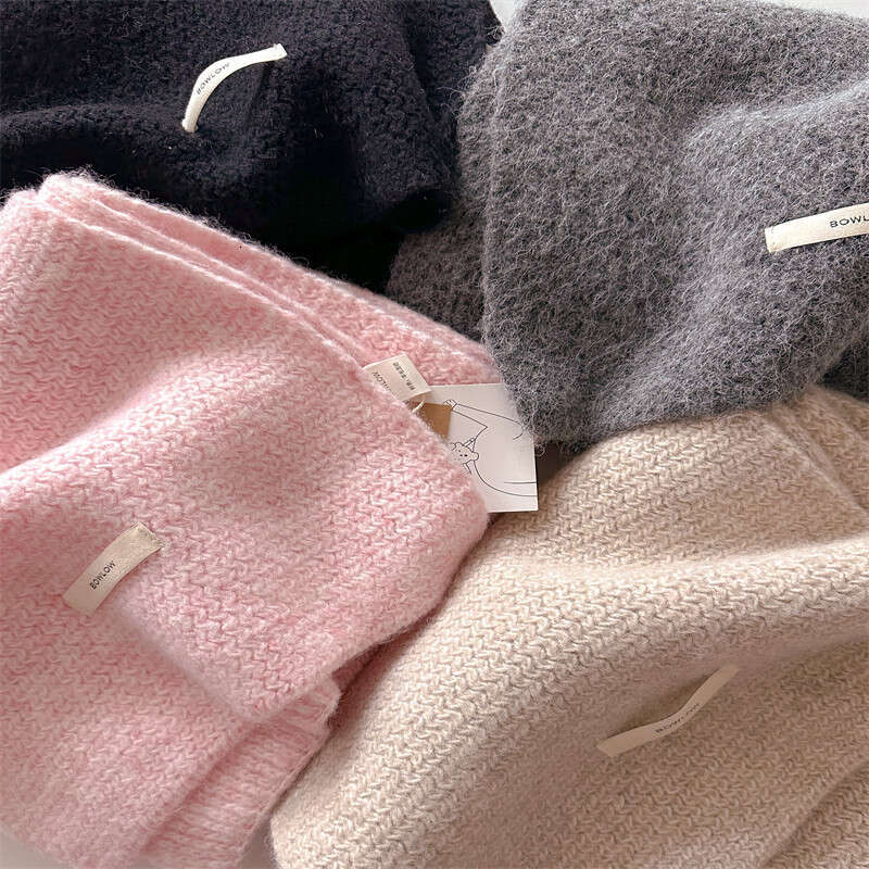 Merino blend wool knitted women, high-end autumn winter, solid color, warm and thick scarf for men
