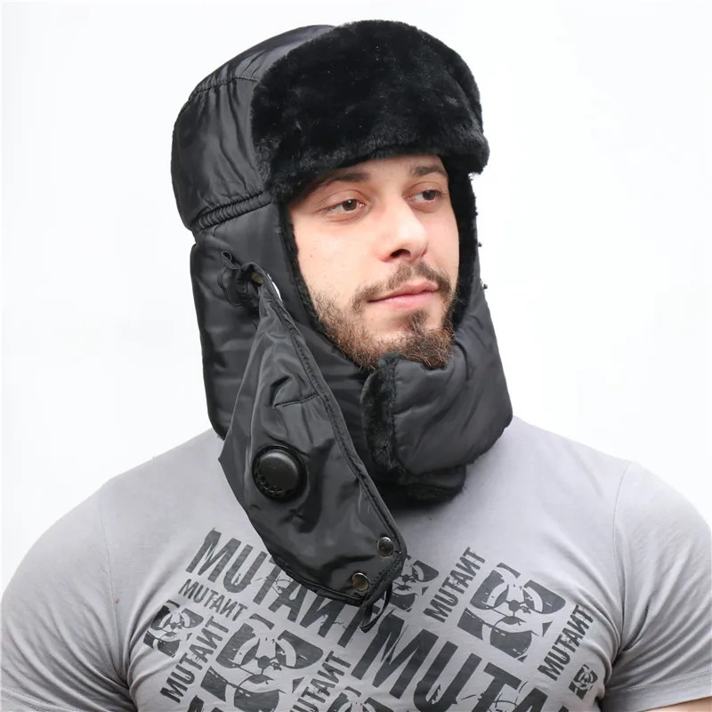 Winter thermal ear muffs bomber hat scarf mens womens Russian hunter hat soldier ear muffs sled hat facial mask 241106