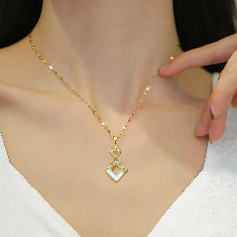 Stainless steel Austrian crystal enamel square pendant jewelry set African clothing jewelry Maxi necklace earring set X241106