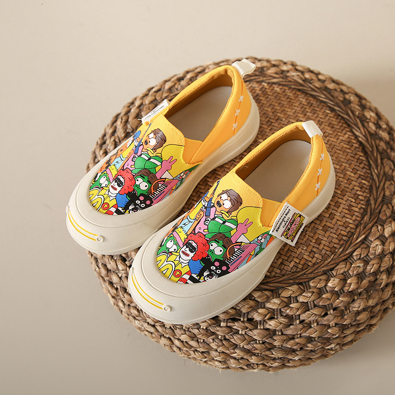 Lazy for Women 2024 Spring New Fashion Versatile Cartoon Image Women's Thick Sole Casual One Step Matcake Canvas Shoes