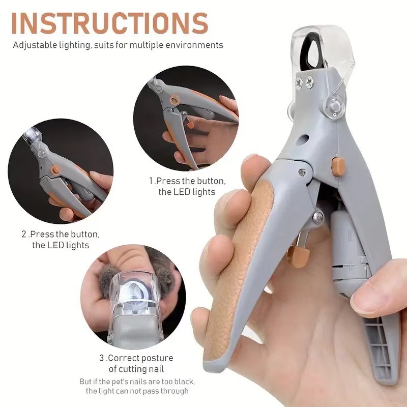 5X Magnification LED Pet Nail Clipper Pet Nail Scissor Safe with LED Light Pet Grooming Nail Care Tool Great for Dogs Cats