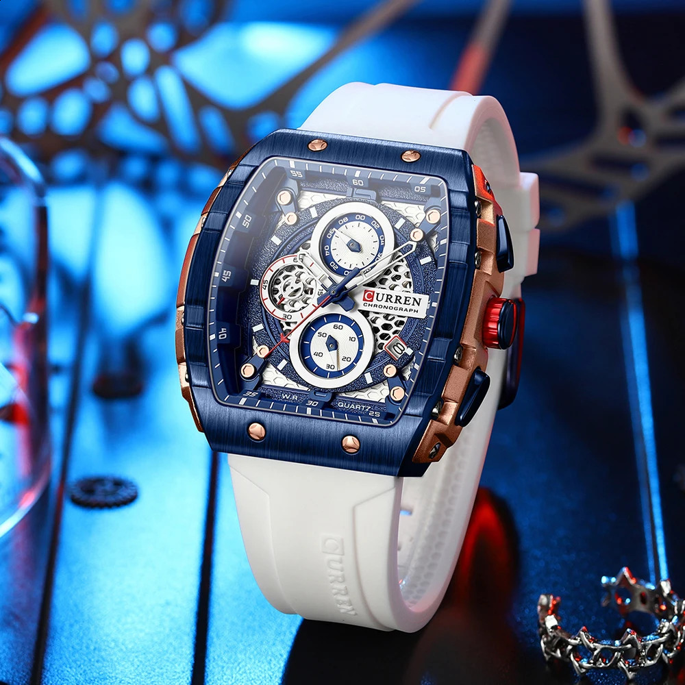 Curren Top Mens Watch Square Quartz Watch Waterproof Luminous Timing Watch Mens Date Watch 241105CJ