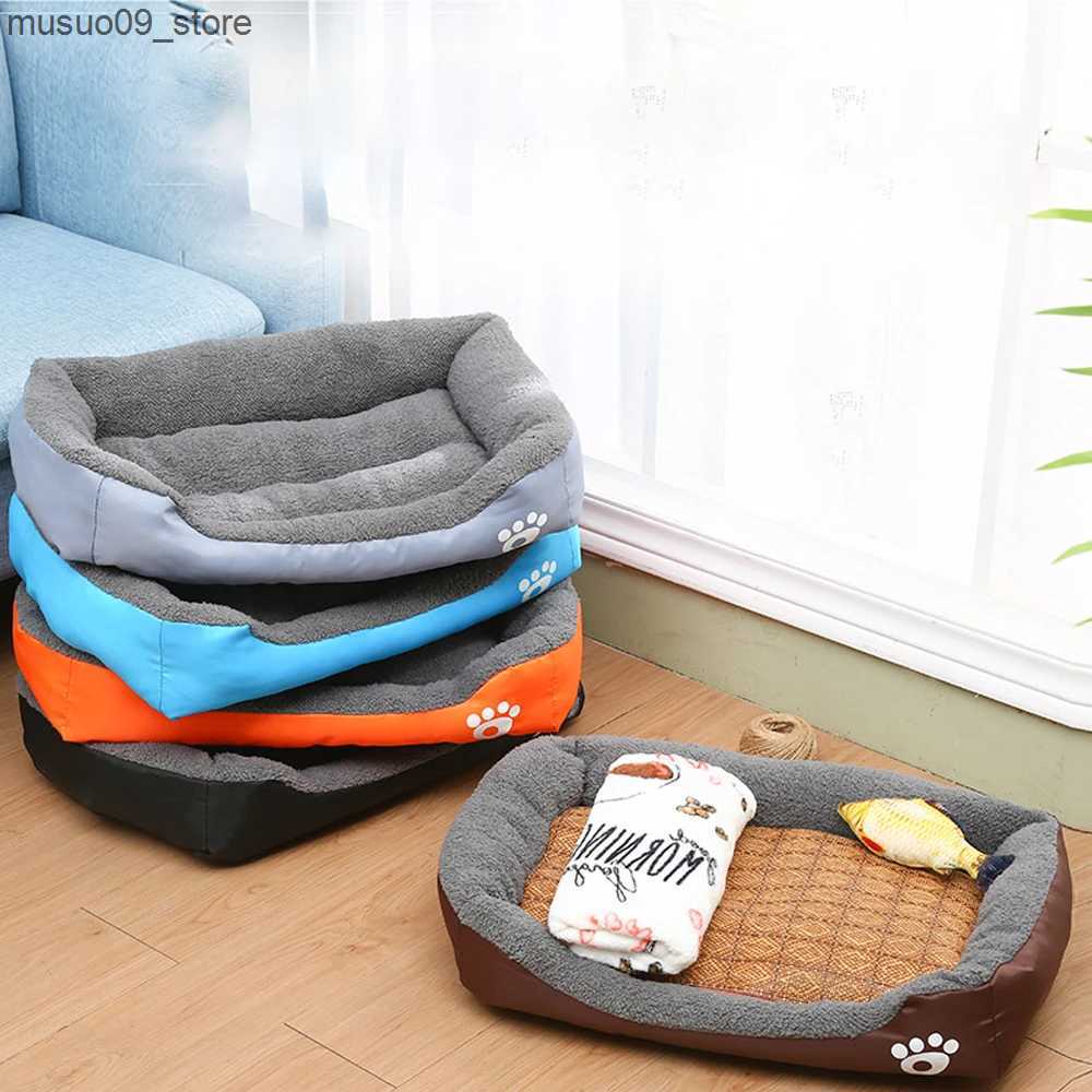 kennels pens XS-XXL small medium and large dog beds warm washable rectangular pet beds waterproof soft wool sofas L240910