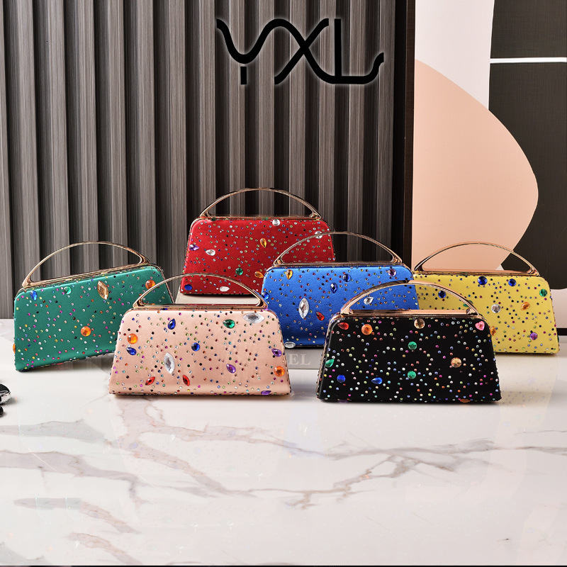 Fashion Rhinestone Dinner Silk Diamond Decoration Party Hand-Held Evening Bag, New Style