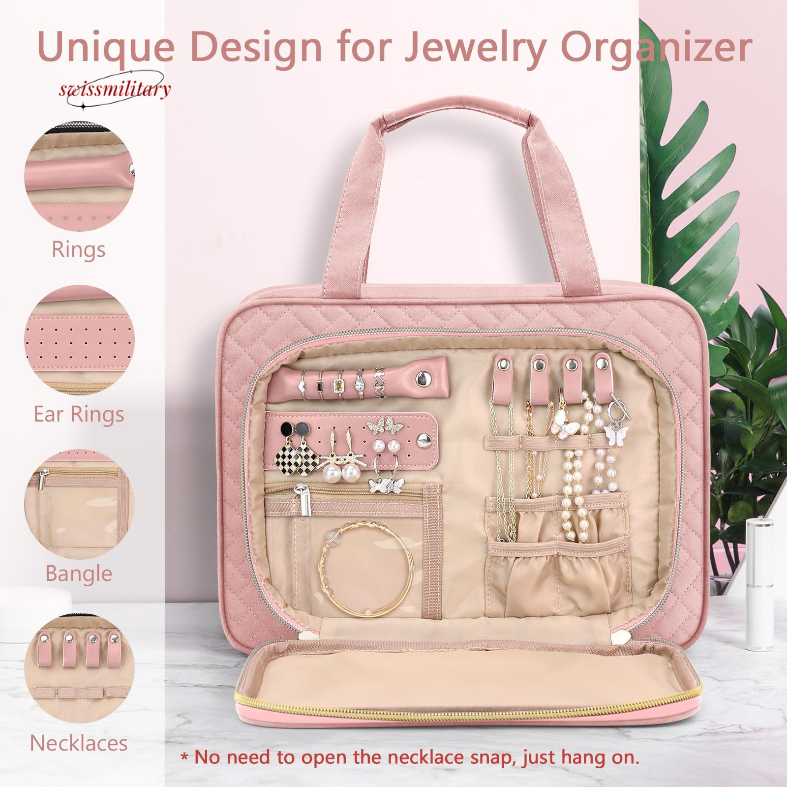 Ladies hanging travel toiletries with jewelry storage bag, large makeup bag #43 swissmilitary