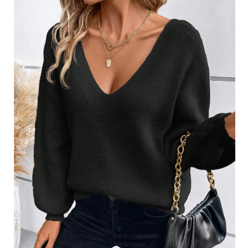 2025 Casual And Fashionable Popular Women's Sweaters With Flowers And Sexy Backless Straps V-neck Hooded Sweatshirt Long Sleeved Knitted Sweater 