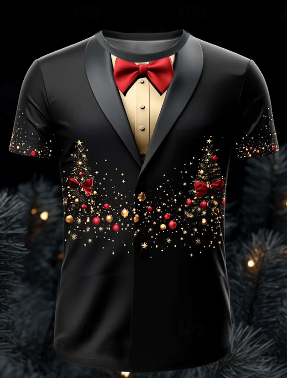 Christmas Tree Snowflake Fashion Casual tops Mens 3D Print T shirt Tee Party Street Red Suit Short Sleeve Crew Neck Shirt 241029